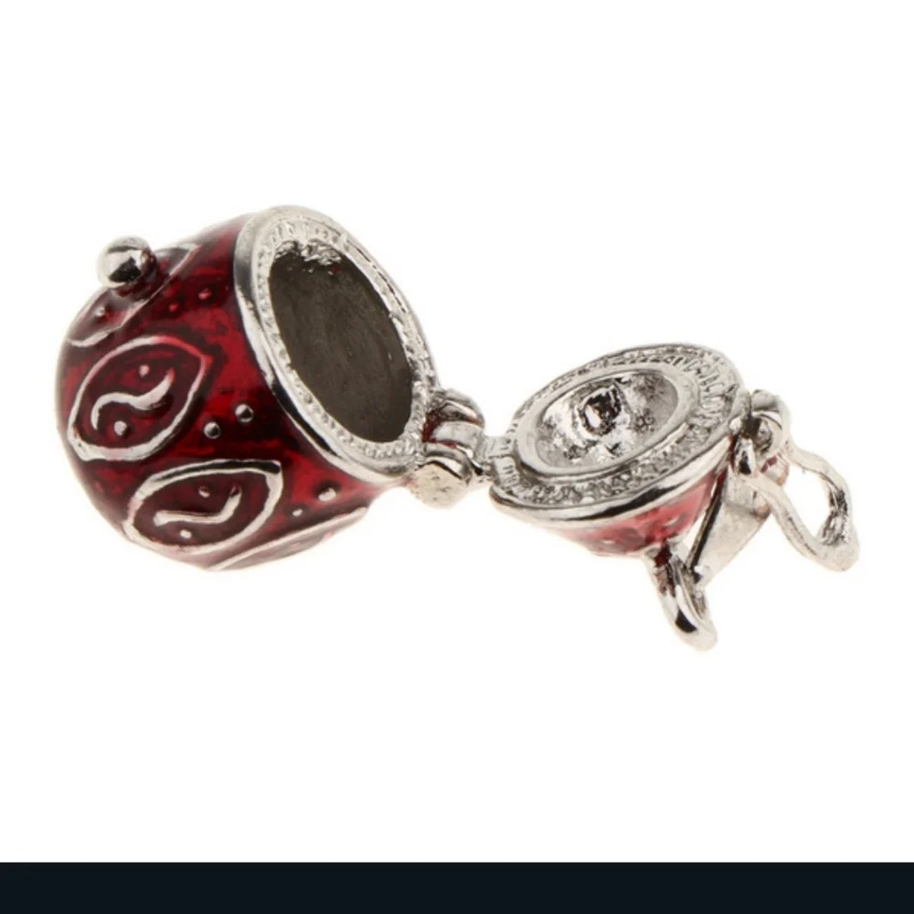 2 Cremation Keepsakes Red Enamel Heart Egg Locket Pendants Red - Picture 7 of 13